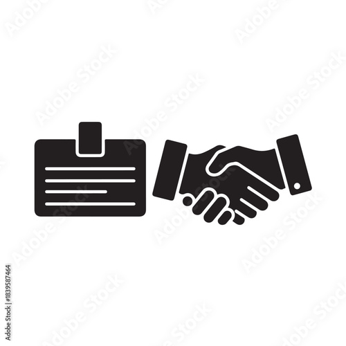 Handshake and document icon for business agreement and contract