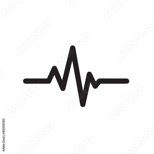 Heart rate and pulse line icon for medical and healthcare, flat vector symbol