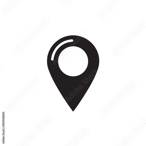 Black location map pin icon simple glyph vector illustration isolated on white background for navigation app and web design
