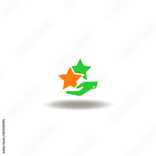 Vector illustration of hand giving two stars. Symbol of membership.