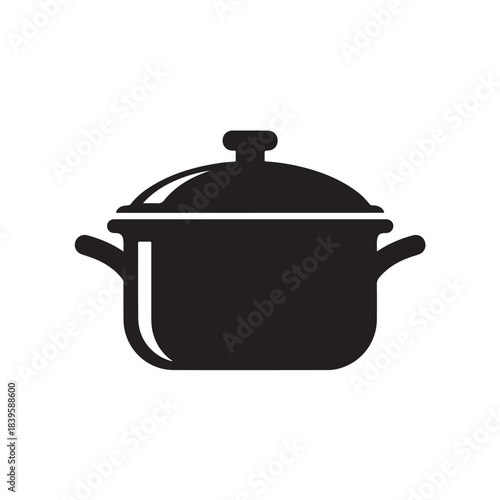 Silhouette cooking pot kitchen utensil icon simple monochrome illustration isolated on white background for cooking recipe app design