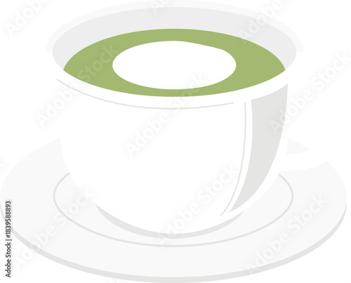 マグカップに入った温かい抹茶ラテ