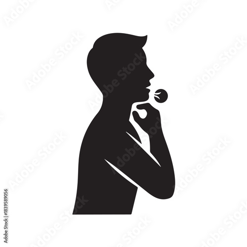 Pregnant woman silhouette simple stylized line art black and white vector illustration for maternity healthcare emblem or logo