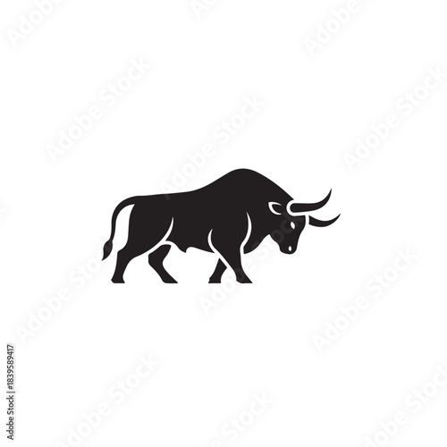 Black buffalo bison animal wildlife nature icon graphic vector illustration