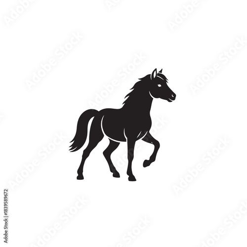 Black horse silhouette elegant minimal vector illustration isolated on white background for branding logo icon and equestrian design