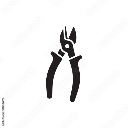 Silhouette pliers simple glyph tool icon isolated on white background for industrial construction or repair workshop