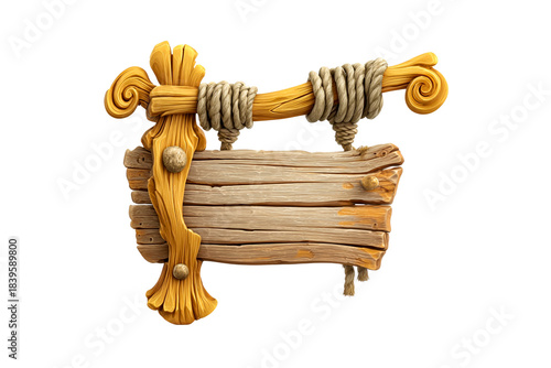 Rustic Wooden Signage with Rope Accents and Swirl Details