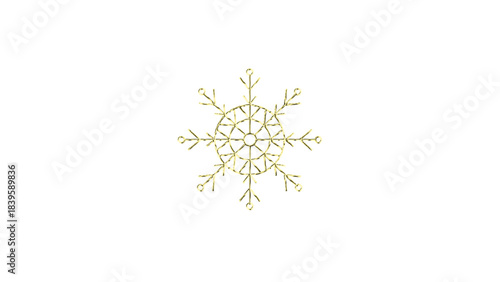Gold Snow Flake. Christmas ornament, a snowflake with gold metal efects, PNG format with alpha channel.