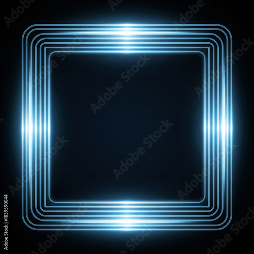 Blue Neon Square Frame Light Effect