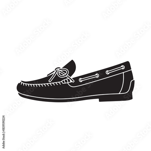 Casual black leather loafer slip-on shoe minimalist fashion icon illustration