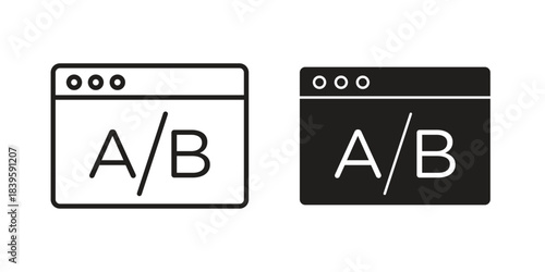 A B test icons silhouette vector flat illustration design. Stroke line icons
