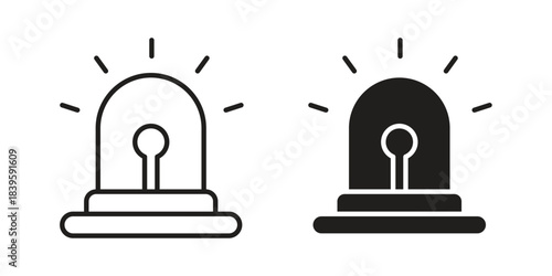 Ambulance siren icons silhouette vector flat illustration design. Stroke line icons