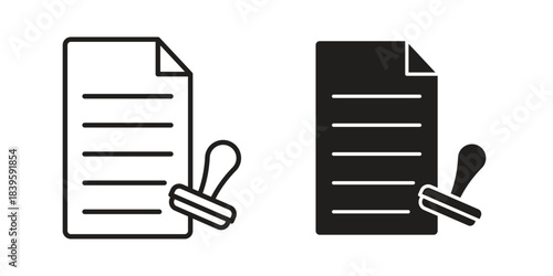 Approved document icons silhouette vector flat illustration design. Stroke line icons