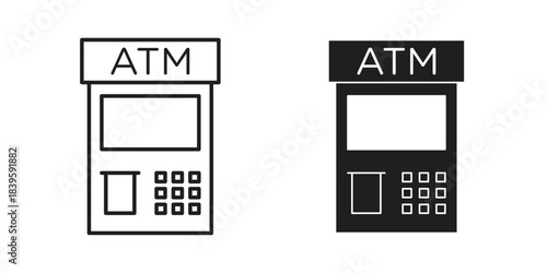 Atm icons silhouette vector flat illustration design. Stroke line icons