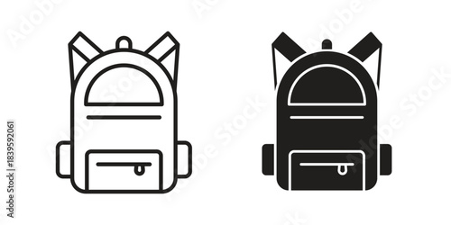 Backpack icons silhouette vector flat illustration design. Stroke line icons