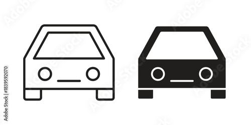 Auto insurance icons silhouette vector flat illustration design. Stroke line icons