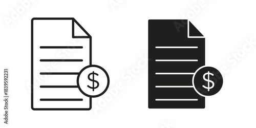 Bank statement icons silhouette vector flat illustration design. Stroke line icons