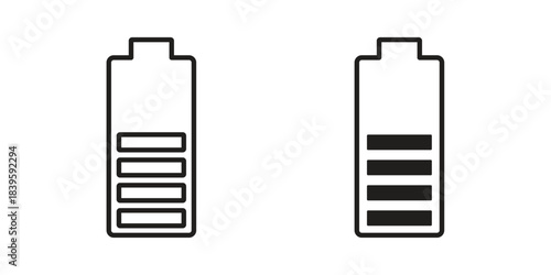 Battery icons silhouette vector flat illustration design. Stroke line icons