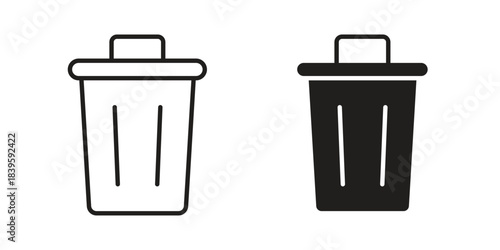 Bin icons silhouette vector flat illustration design. Stroke line icons
