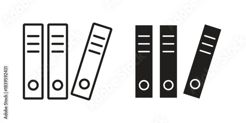 Binder icons silhouette vector flat illustration design. Stroke line icons