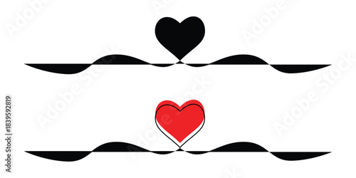 Stylized Hearts with Wavy Lines love symbol On Transparent Background