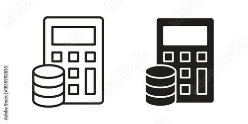 Budget icons silhouette vector flat illustration design. Stroke line icons