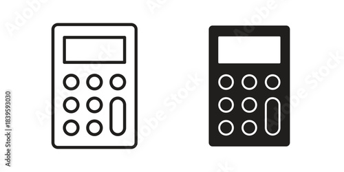 Calculator icons silhouette vector flat illustration design. Stroke line icons