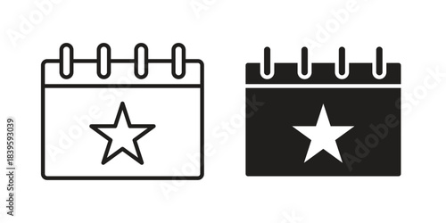 Calendar with event icons silhouette vector flat illustration design. Stroke line icons