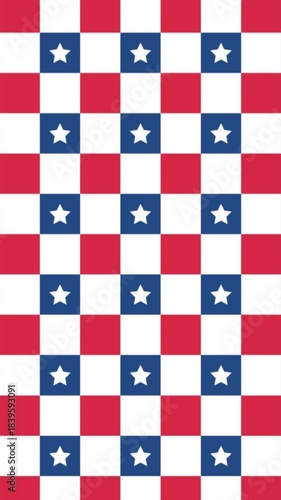 Red, white, and blue star checkerboard pattern background