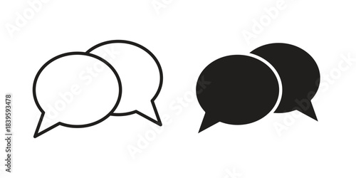 Chat bubble icons silhouette vector flat illustration design. Stroke line icons
