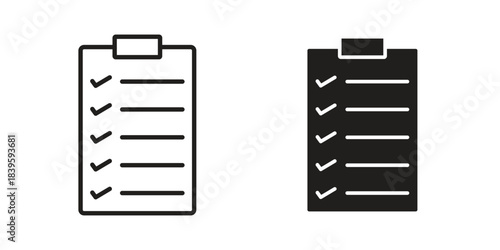 Clipboard check icons silhouette vector flat illustration design. Stroke line icons