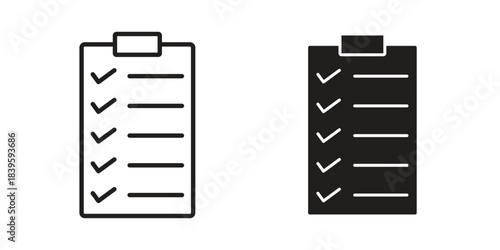Clipboard icons silhouette vector flat illustration design. Stroke line icons