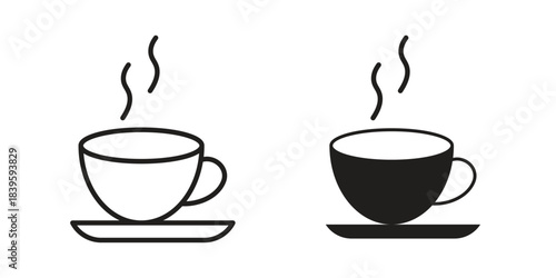 Coffee icons silhouette vector flat illustration design. Stroke line icons