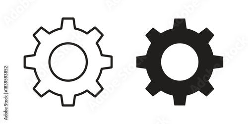 Cogwheel icons silhouette vector flat illustration design. Stroke line icons