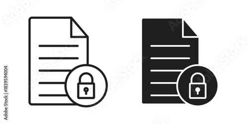 Confidential icons silhouette vector flat illustration design. Stroke line icons