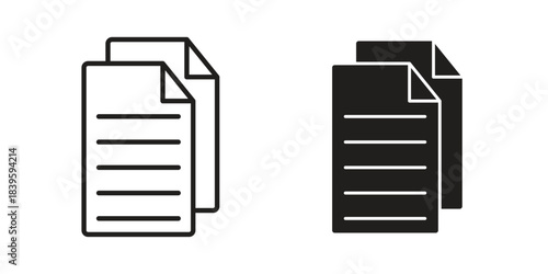 Copy icons silhouette vector flat illustration design. Stroke line icons
