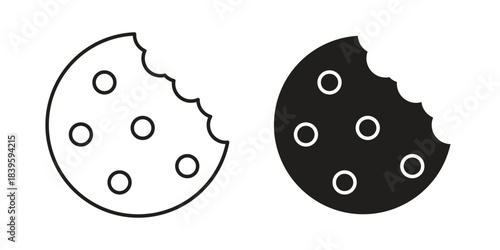 Cookie icons silhouette vector flat illustration design. Stroke line icons