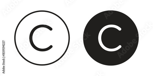 Copyright icons silhouette vector flat illustration design. Stroke line icons
