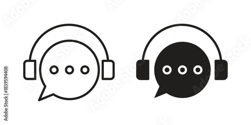 Customer service icons silhouette vector flat illustration design. Stroke line icons