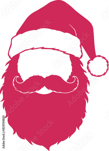 Santa Face Icon with Beard and Hat