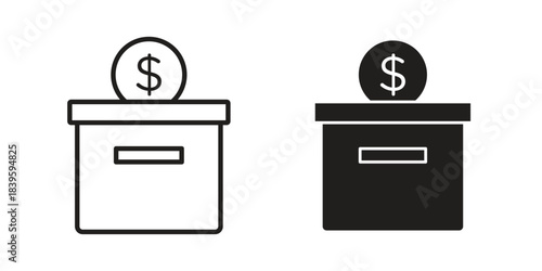 Donation box icons silhouette vector flat illustration design. Stroke line icons