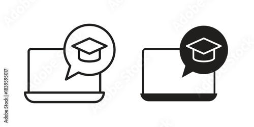 E-learning icons silhouette vector flat illustration design. Stroke line icons
