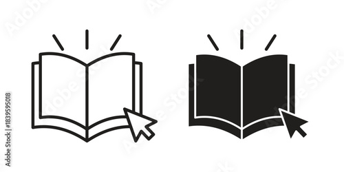 E-book icons silhouette vector flat illustration design. Stroke line icons