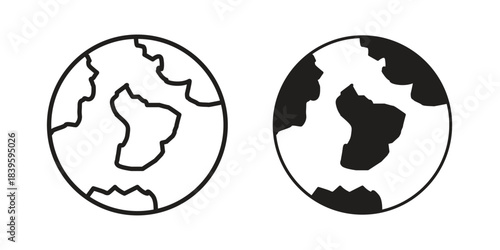 Earth icons silhouette vector flat illustration design. Stroke line icons