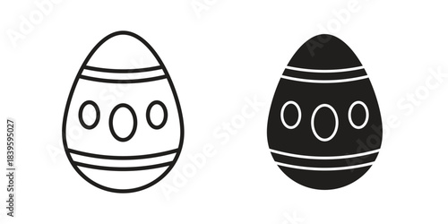 Easter egg icons silhouette vector flat illustration design. Stroke line icons