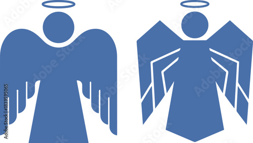 Angel Silhouettes with Wings Icons