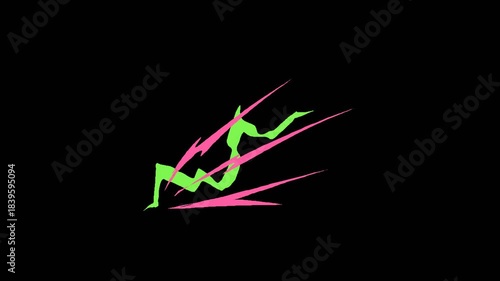 Pack of 10 drawn energy effects in neon colors on a transparent background
