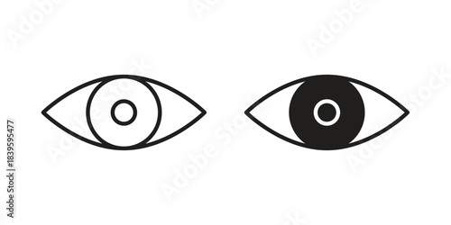 Eye icons silhouette vector flat illustration design. Stroke line icons
