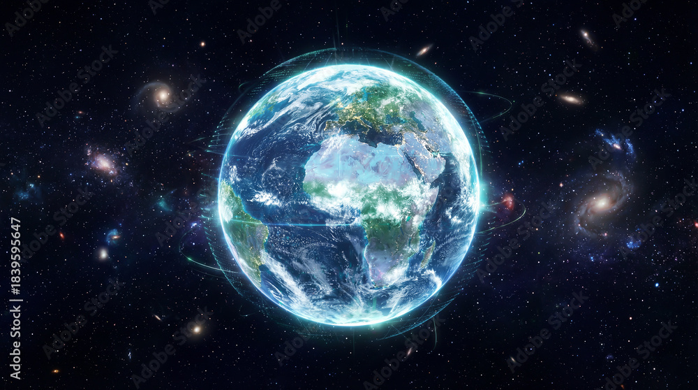 Obraz premium Holographic planet earth in space