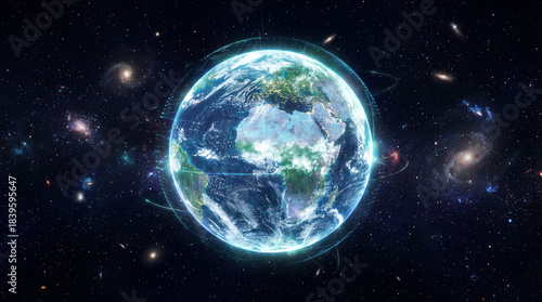 Fototapeta Naklejka Na Ścianę i Meble -  Holographic planet earth in space